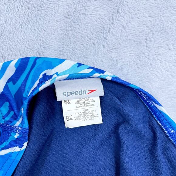 Speedo Racerback Cut Out Back One Piece Swimsuit Blue Wave Vintage Womens 32 6 - Picture 6 of 8